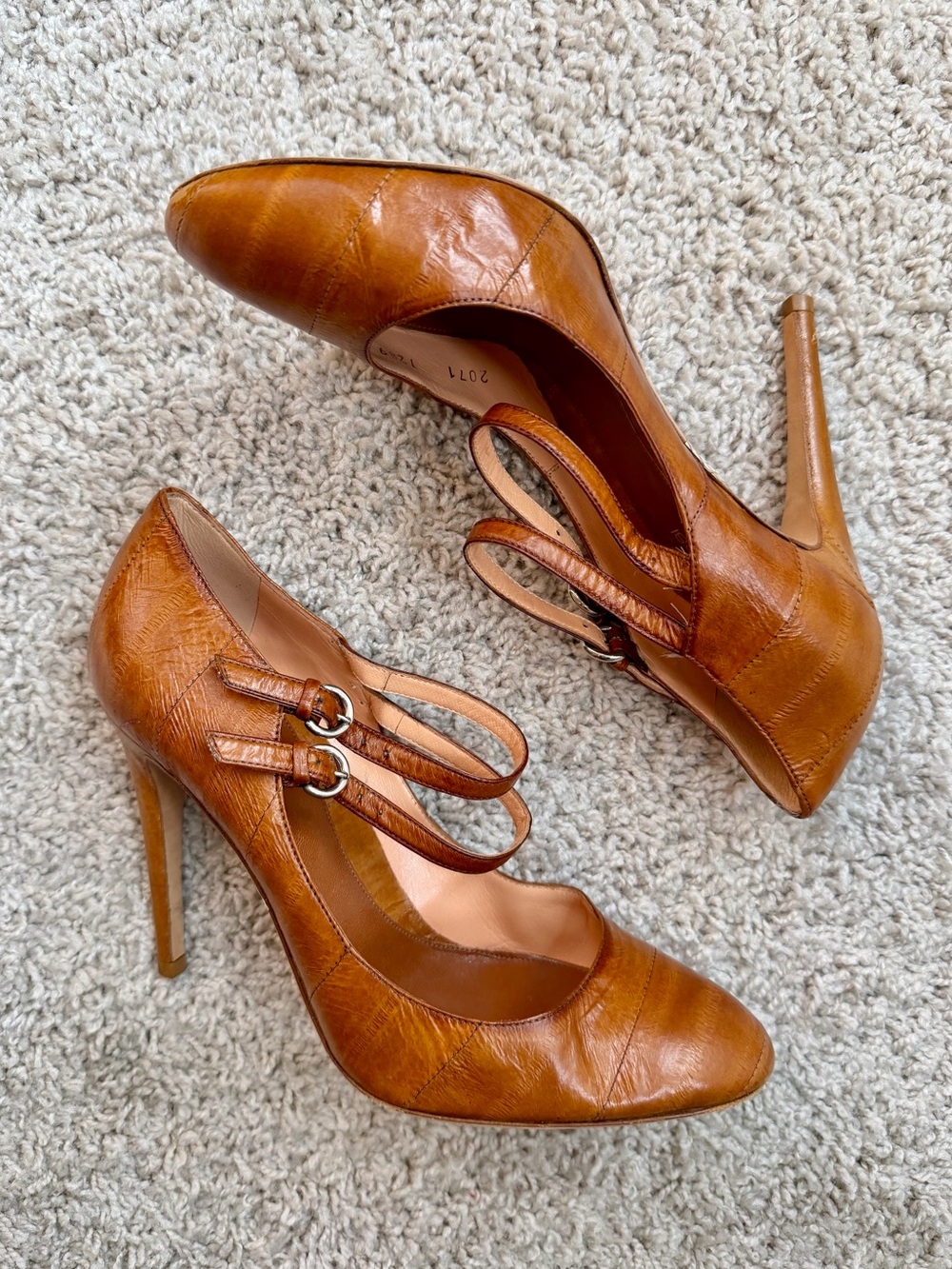 Sergio Rossi Eel Leather Mary Jane Pumps - 8.5